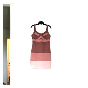 Pink ombre bandage dress